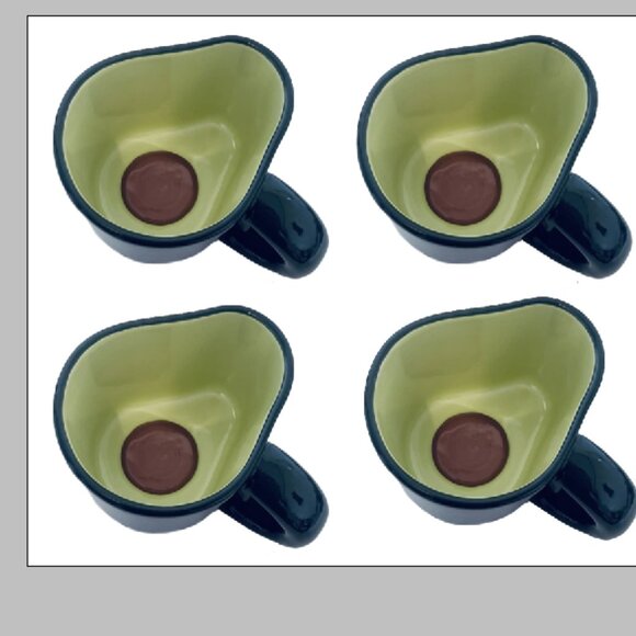 Tabitha Brown Avocado Shaped Stoneware Coffee Mug Cup Green 16 Ounce Set of 4 - Picture 2 of 9